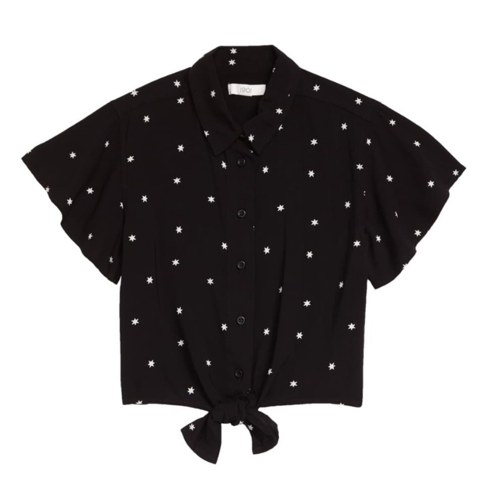 Girls 1901 Stars Tie Front Top - size 10/12